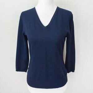 *346 Brooks Brothers" Silk & Cotton - Navy Blue Piping V-Neck Sweater - size XS
